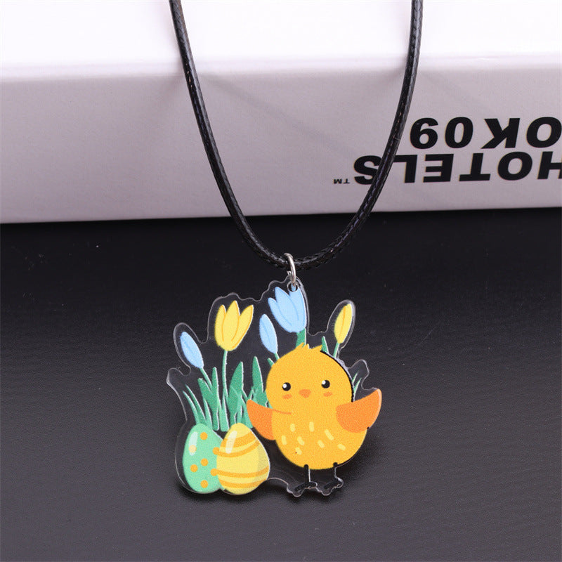Wholesale Easter Bunny Egg Acrylic Pendant Necklace ACC-NE-DA002