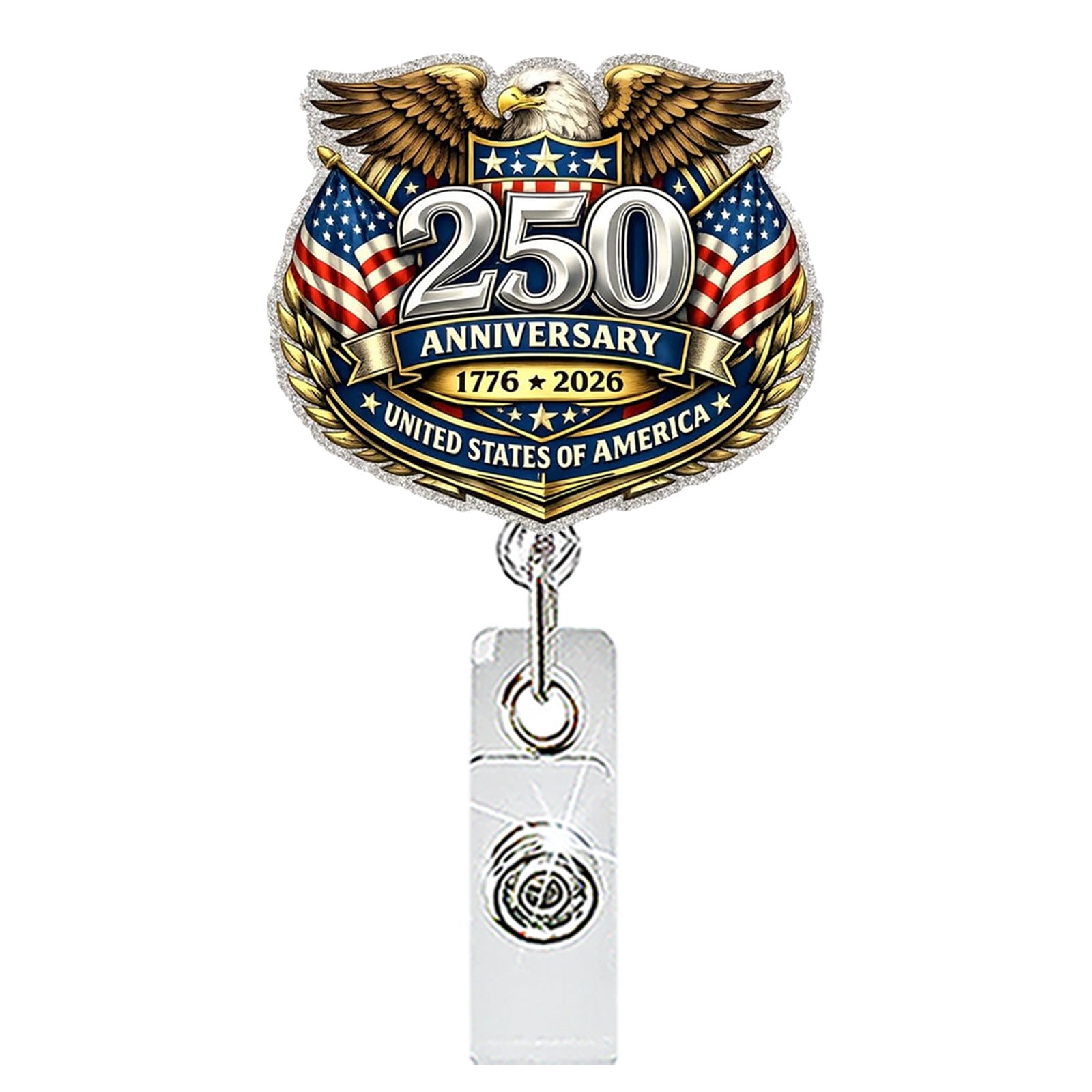 Wholesale Patriotic Eagle Retractable Badge Reel Acrylic Fashion Accessory