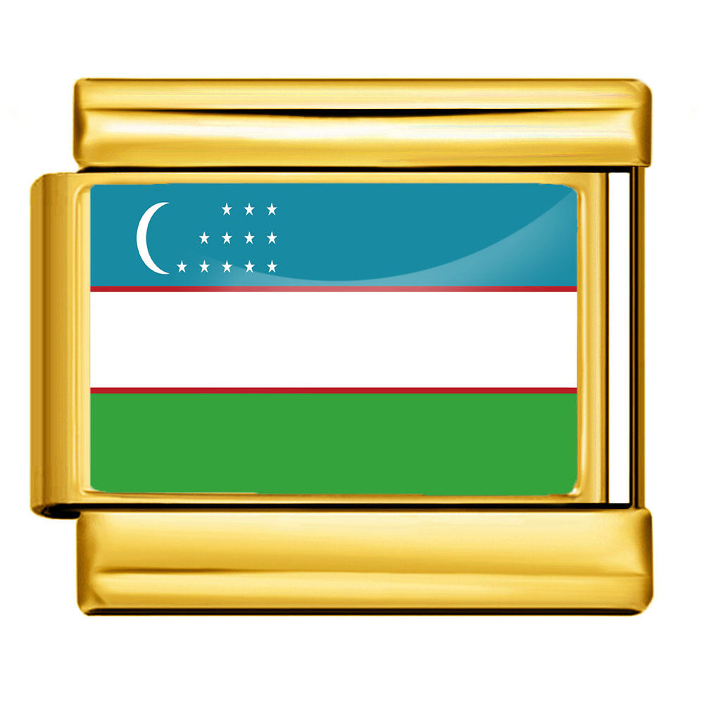 Wholesale Golden World Flag Photo Epoxy Italian Module Bracelet DIY Stainless Steel Elastic Strap Chain Bracelet