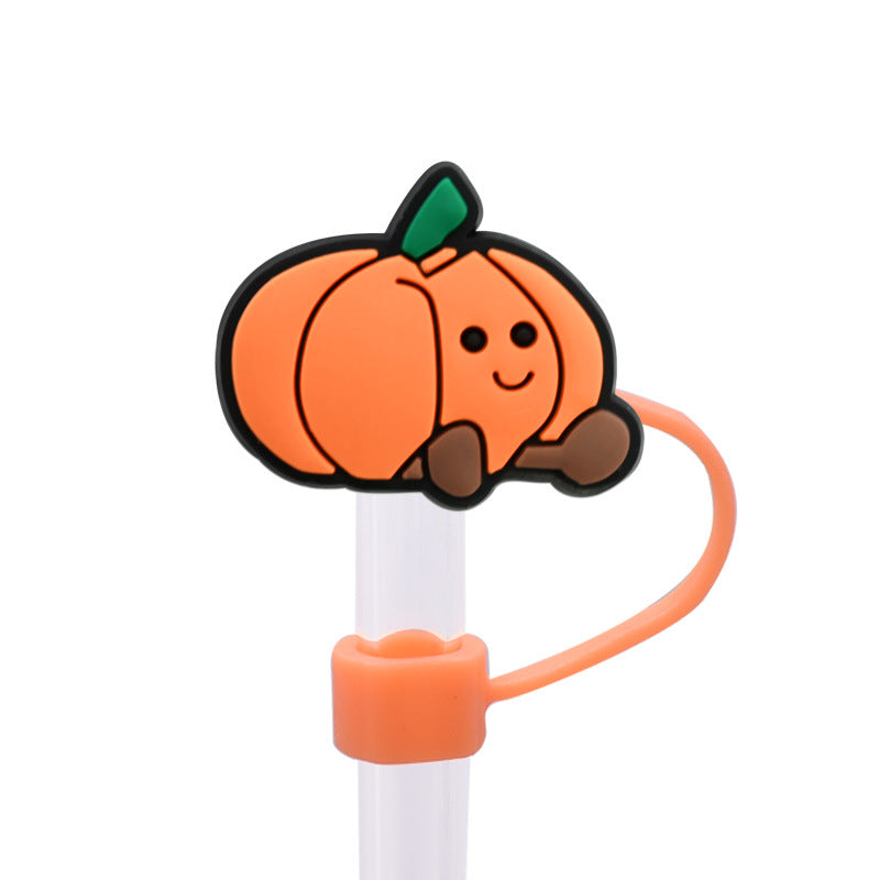 Wholesale Random 100pcs Fruit Series 8/10mm PVC Soft Straw Tube Cap