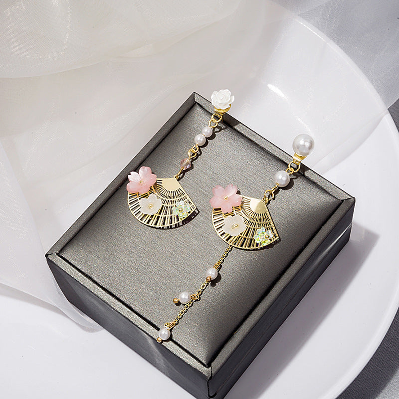 Wholesale Tassel Inlaid Diamond Butterfly Flower Pearl S925 Silver Needle Alloy Earrings ACC-ES-MDD011