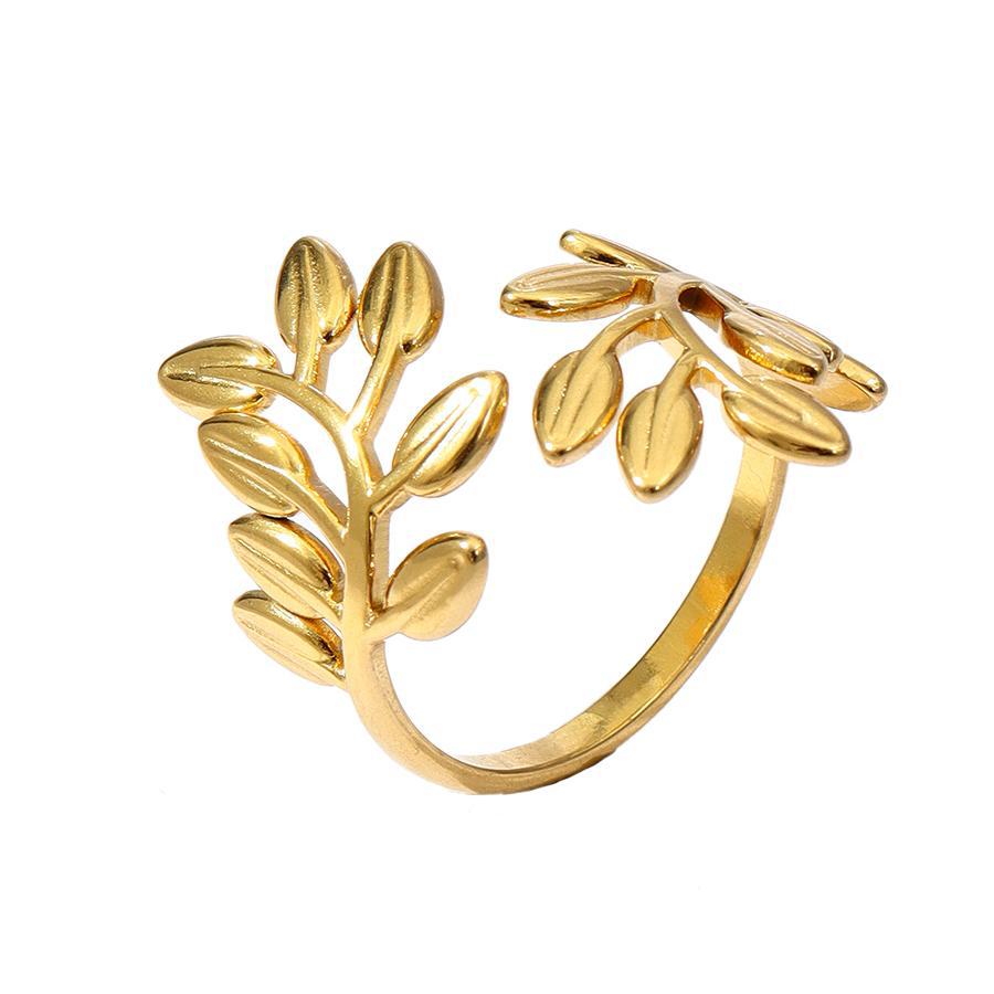 Wholesale Leaf Love Stainless Steel Ring 18k Gold Plated Rings ACC-RS-MuC005