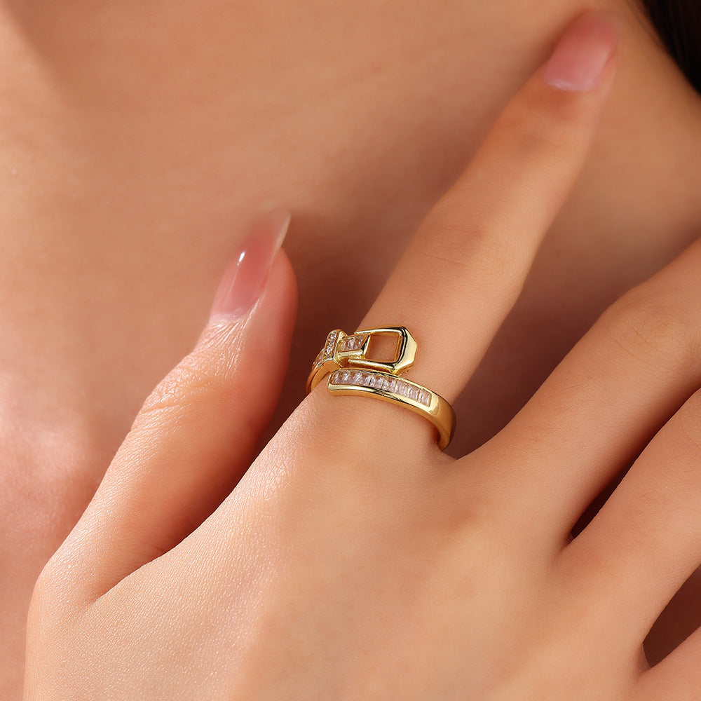 Wholesale 18k copper plated belt buckle with adjustable ring