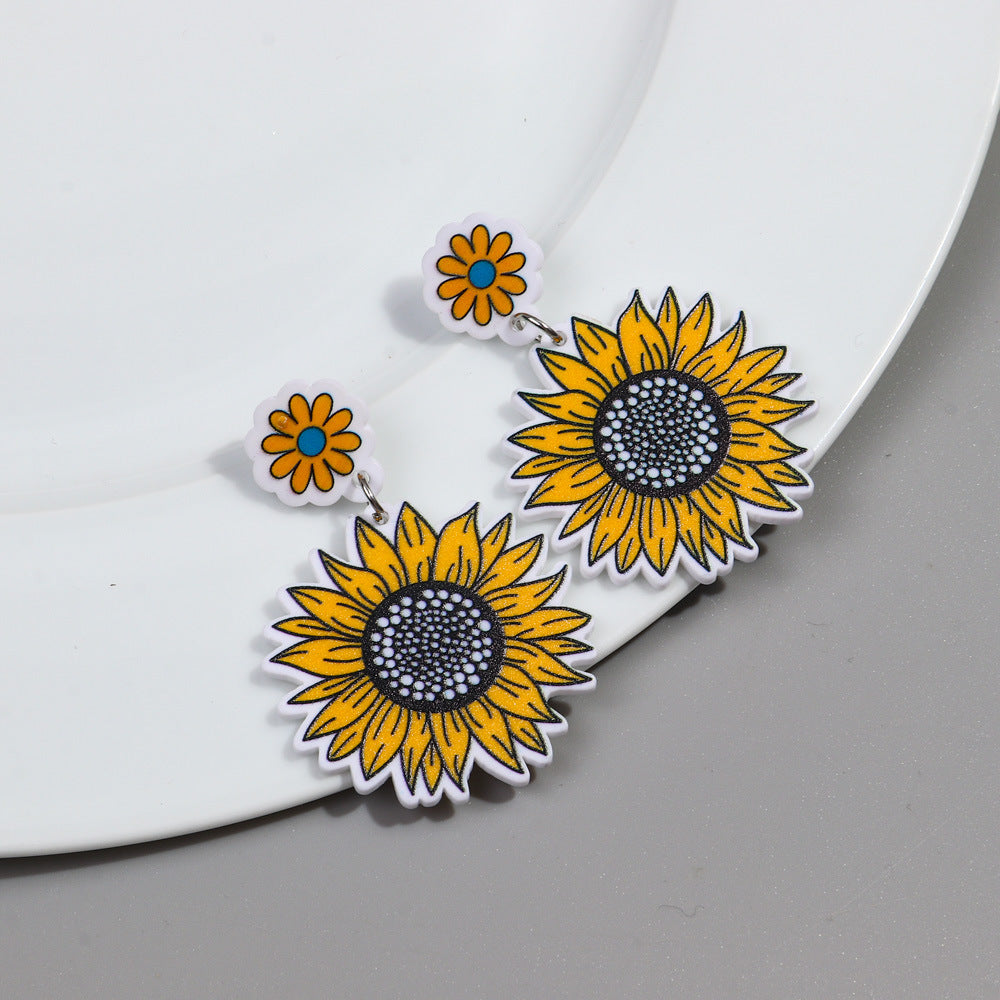 Wholesale Colorful Butterfly Sunflower Rainbow Acrylic Earrings ACC-ES-ChouD005