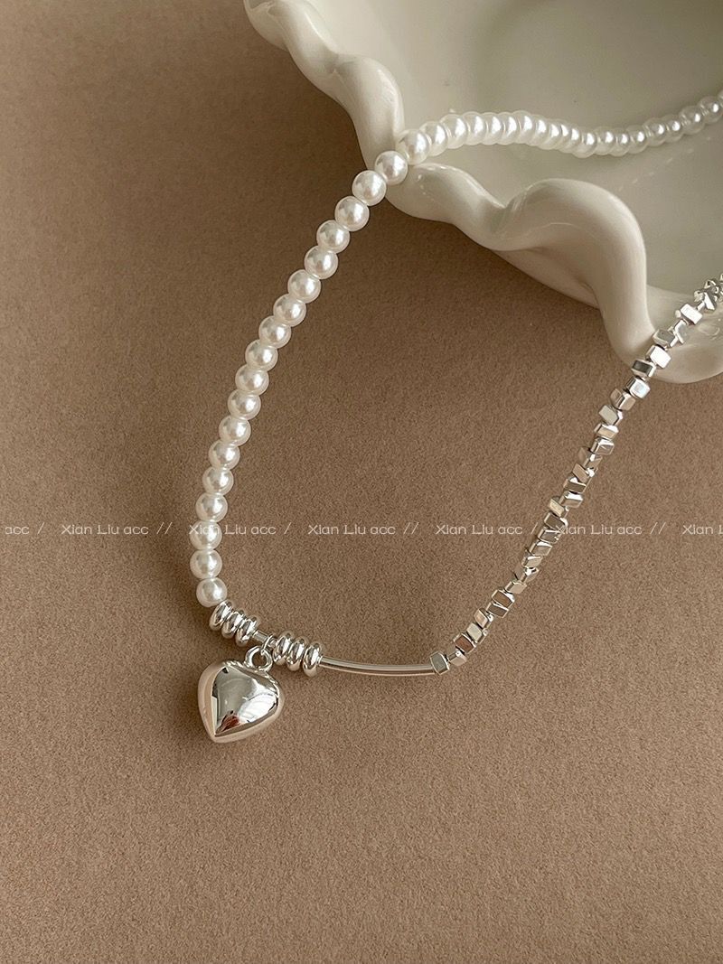 Wholesale Fashion Niche Broken Silver Pearl Necklace Clavicle Chain Choker Necklace ACC-NE-Mengx001
