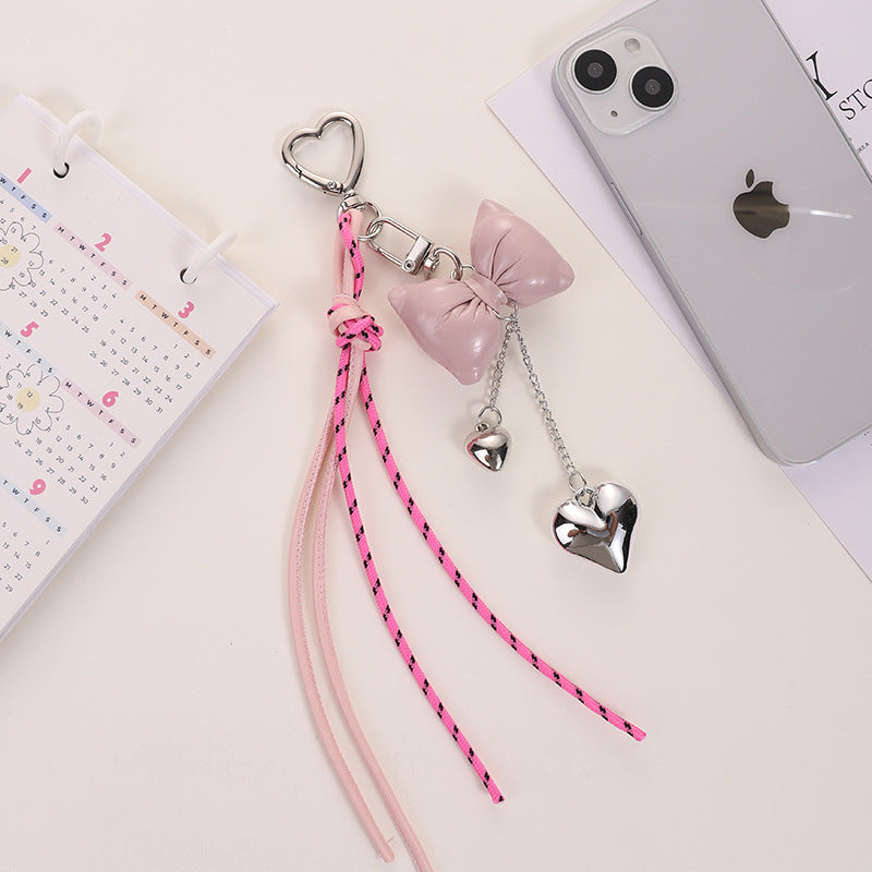 Wholesale Leather cord bow tassel keychain