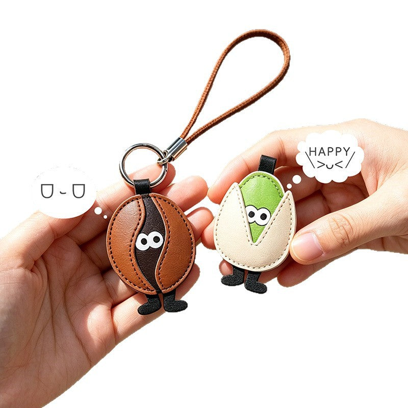 Wholesale Fashion Leather Pistachio Cartoon Funny Keychain Car Key Accessory Bag Decoration Gift
