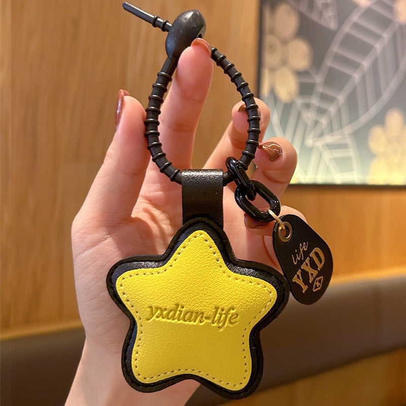 Wholesale Trendy Yellow Leather Heart Keychain Bag Charm Decorative Gift For Students