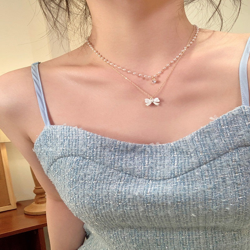 Wholesale Double Layer Butterfly Pearl Necklace  Luxury Necklaces