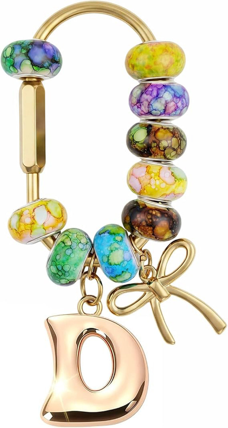 Wholesale Acrylic Colorful Beaded Letter Keychain Cute Bag Charm And Phone Pendant Trendy Car Key Accessory Boutique Resale Gift