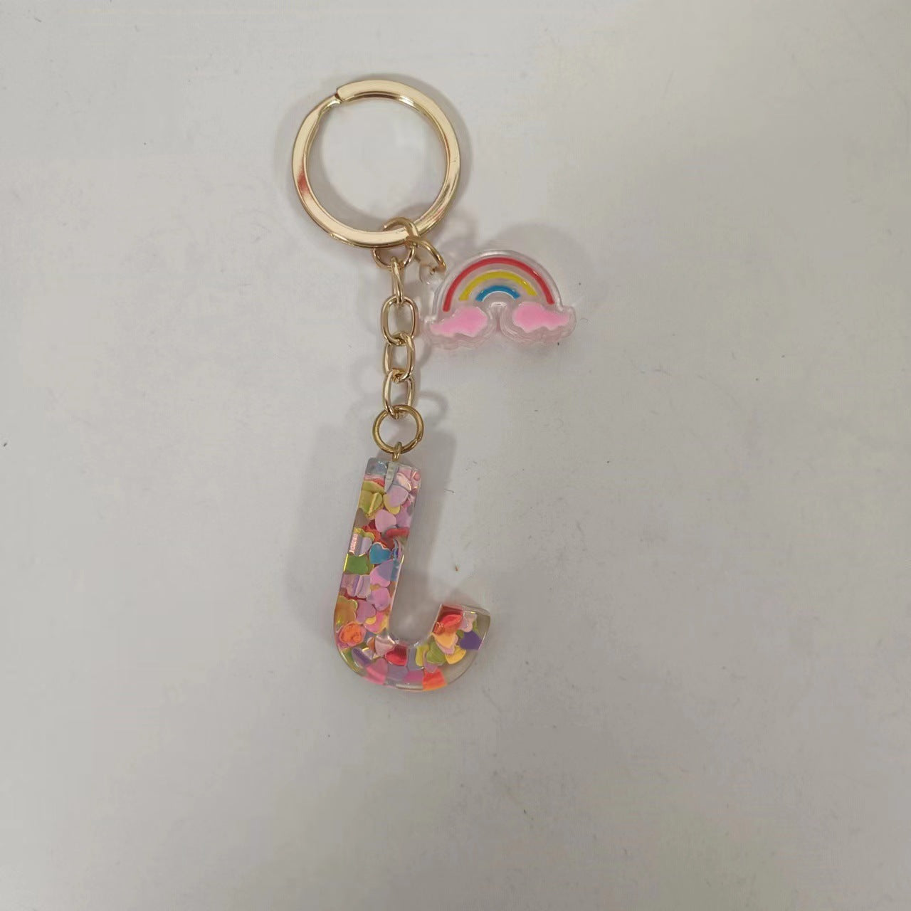 Wholesale Trendy Resin Alphabet Letter Keychains 26 A Z Iridescent Sequin Charm Set Party Gift Bag Charm Boutique Resale Accessory