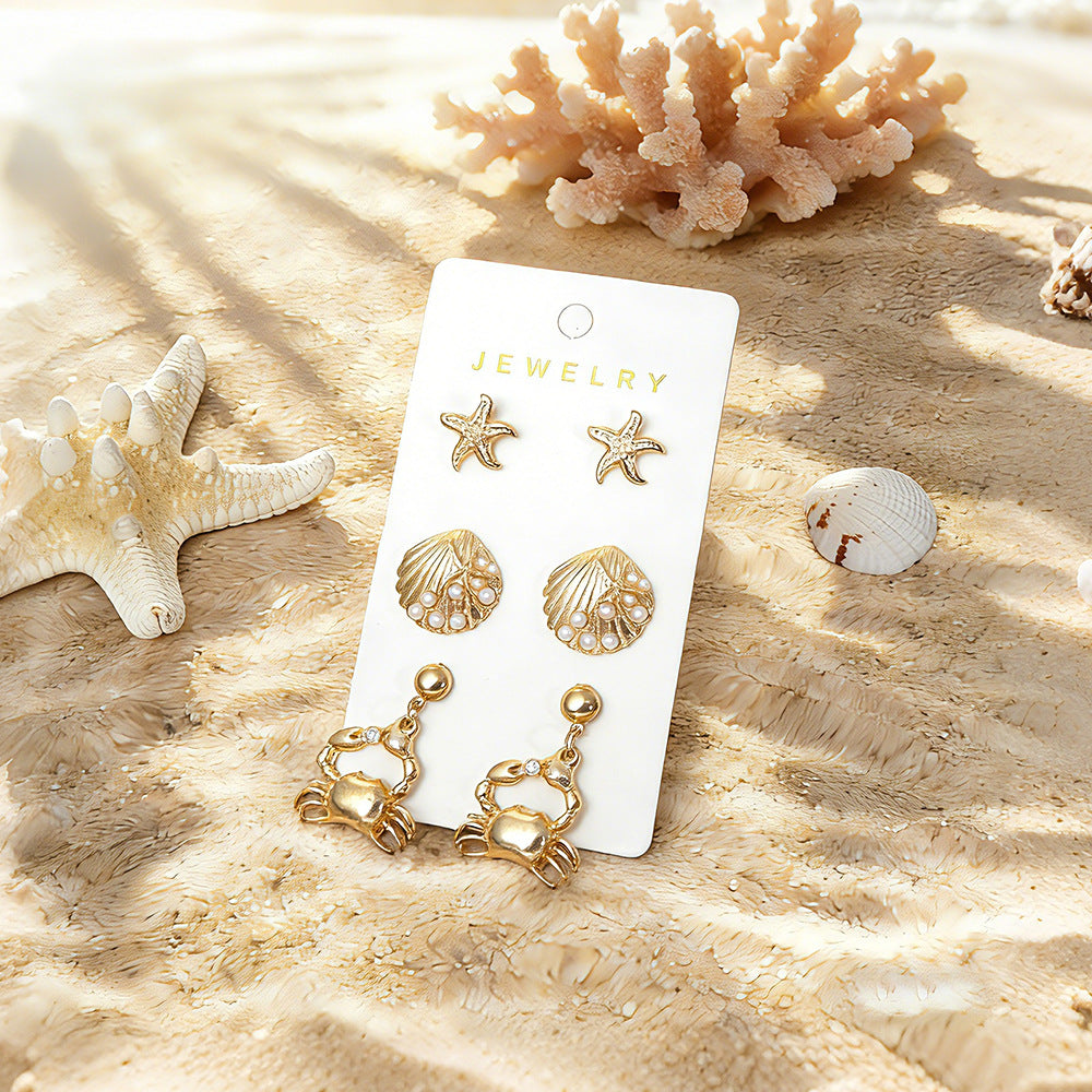Wholesale Ocean Style Sea Turtle  Starfish Earring Set