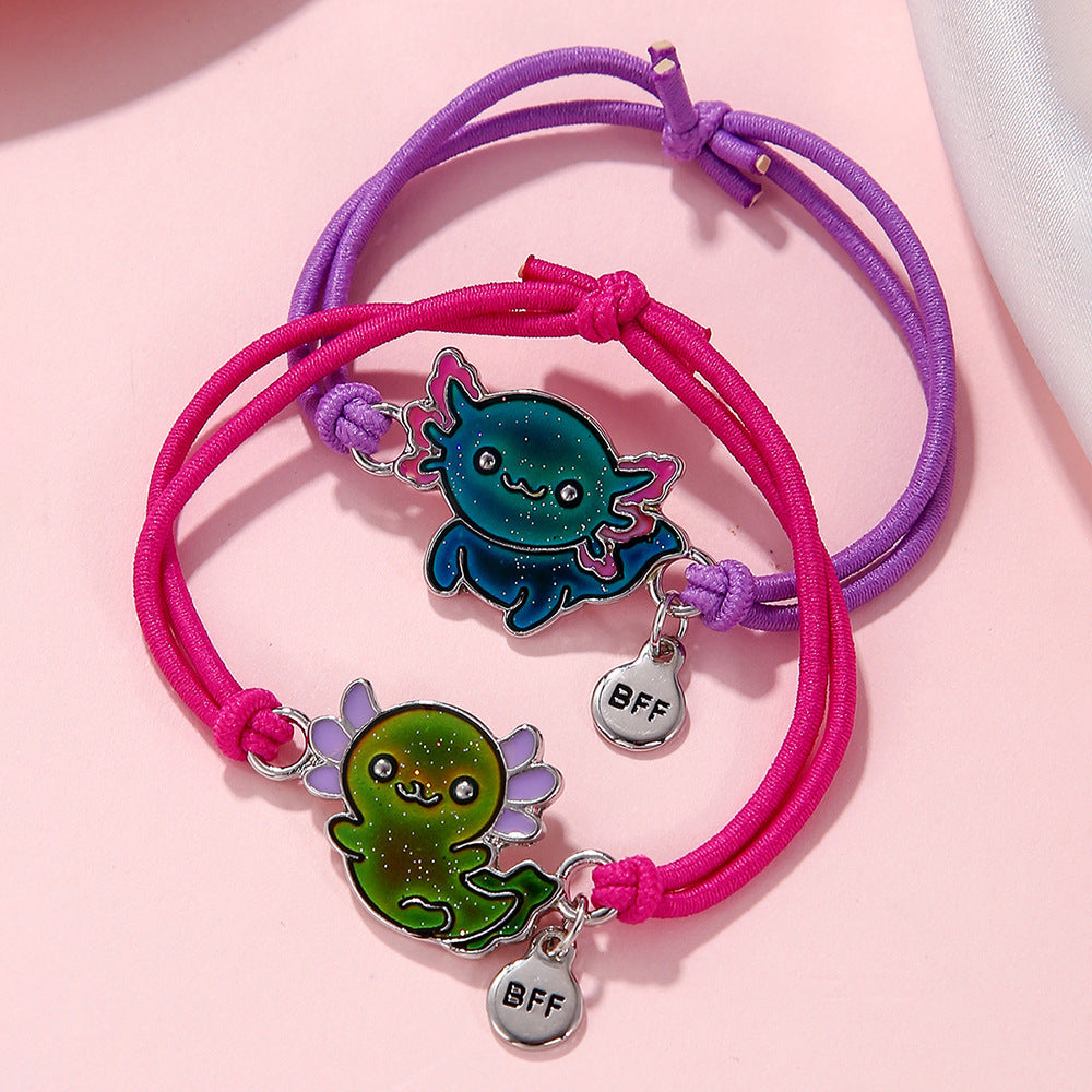 Wholesale Thermochromic Cartoon Pattern Elastic Bracelet Alloy Oil Drop Children' s Bracelet