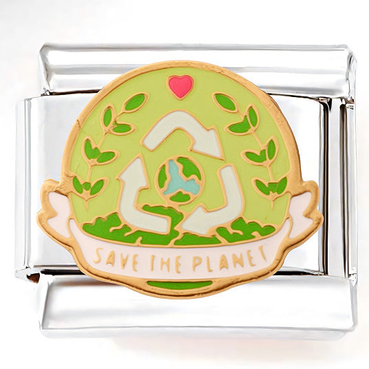 Wholesale Italian Charm Bracelet 9mm DIY Splicing Green Pink Heart Flower Stainless Steel Composable Bracelet