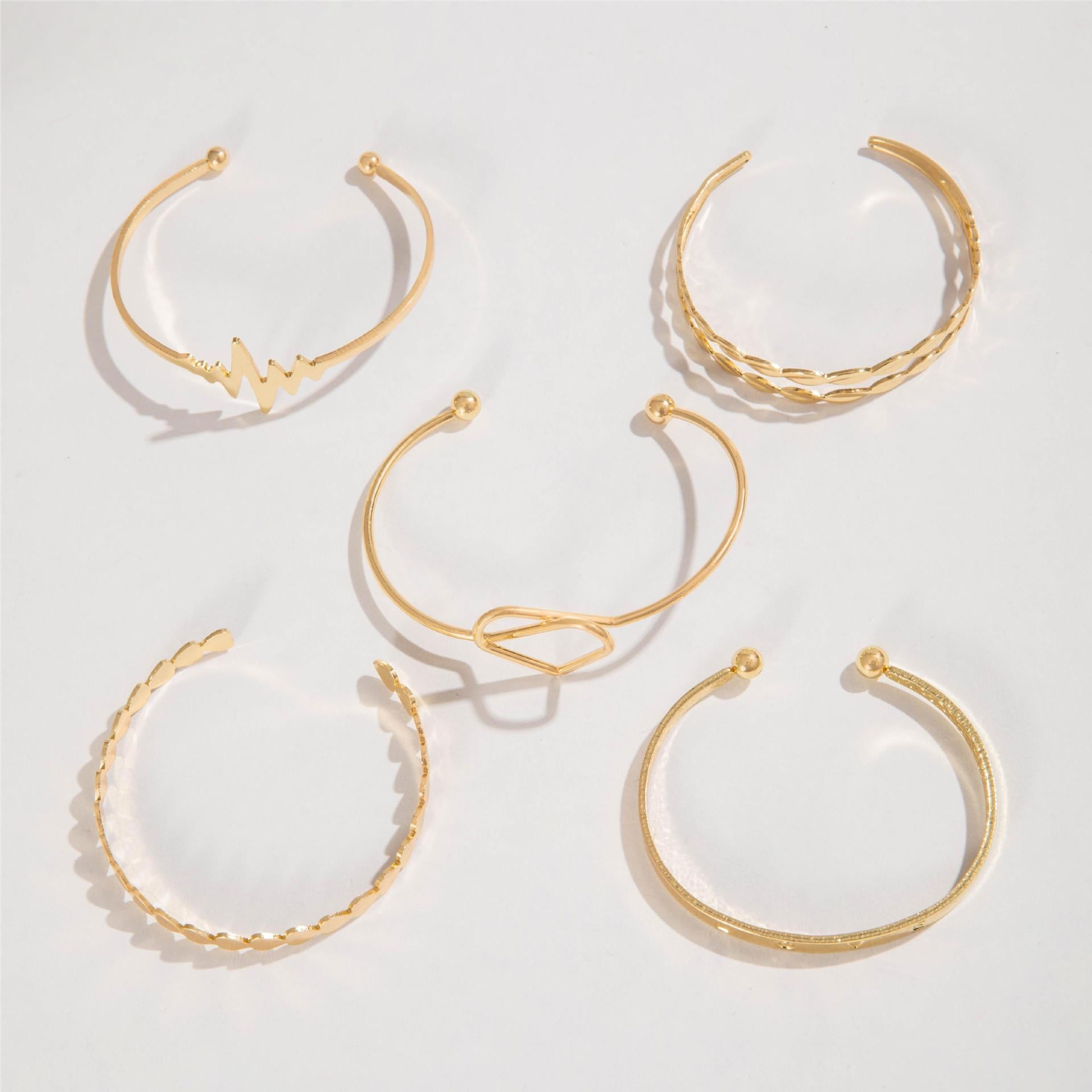 Wholesale Vintage Wide Bracelet Set Gold Glossy Irregular Bracelet ACC-BT-YongGe004