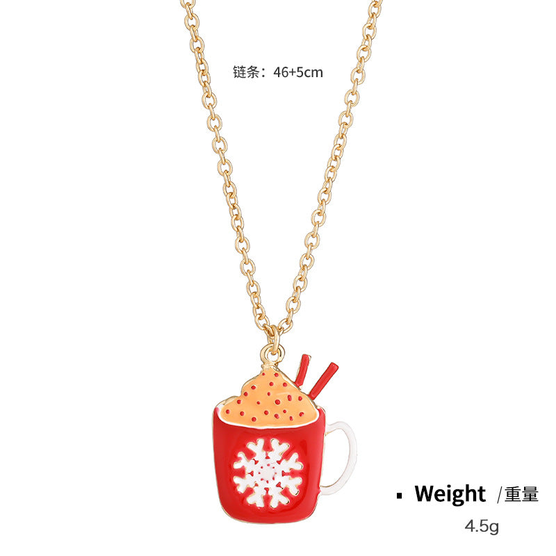Wholesale Christmas Snowflake Oil Drop Necklace Combination Set ACC-NE-KJ005