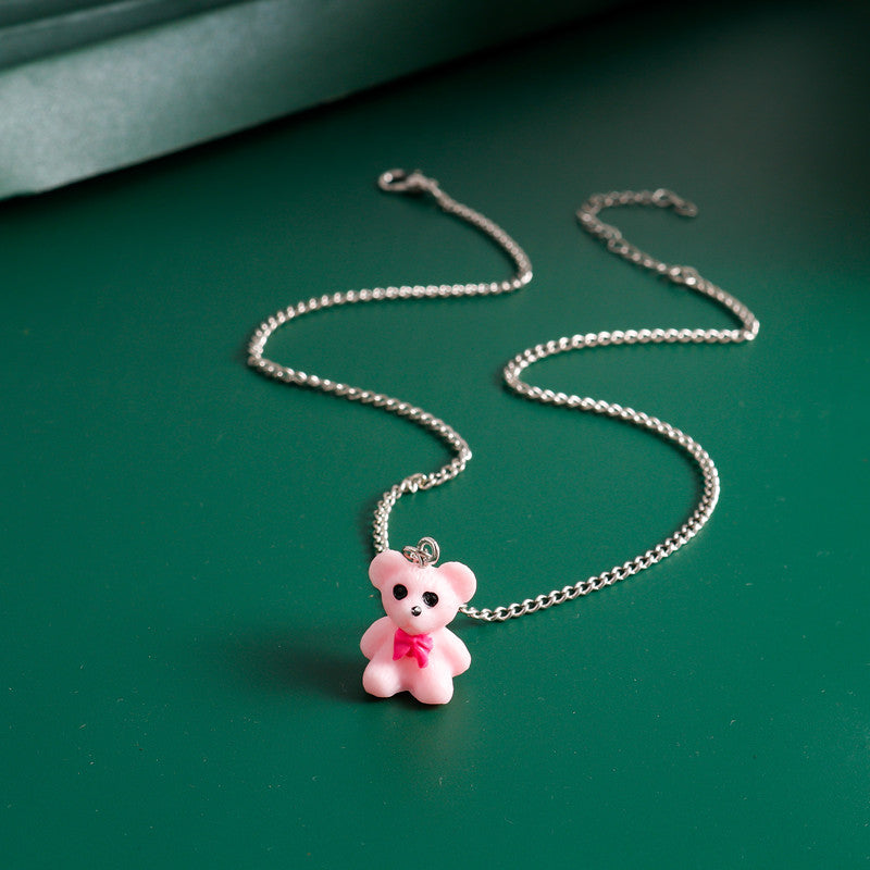 Wholesale Acrylic Solid Color Bear Pendant Necklace ACC-NE-YueSen012