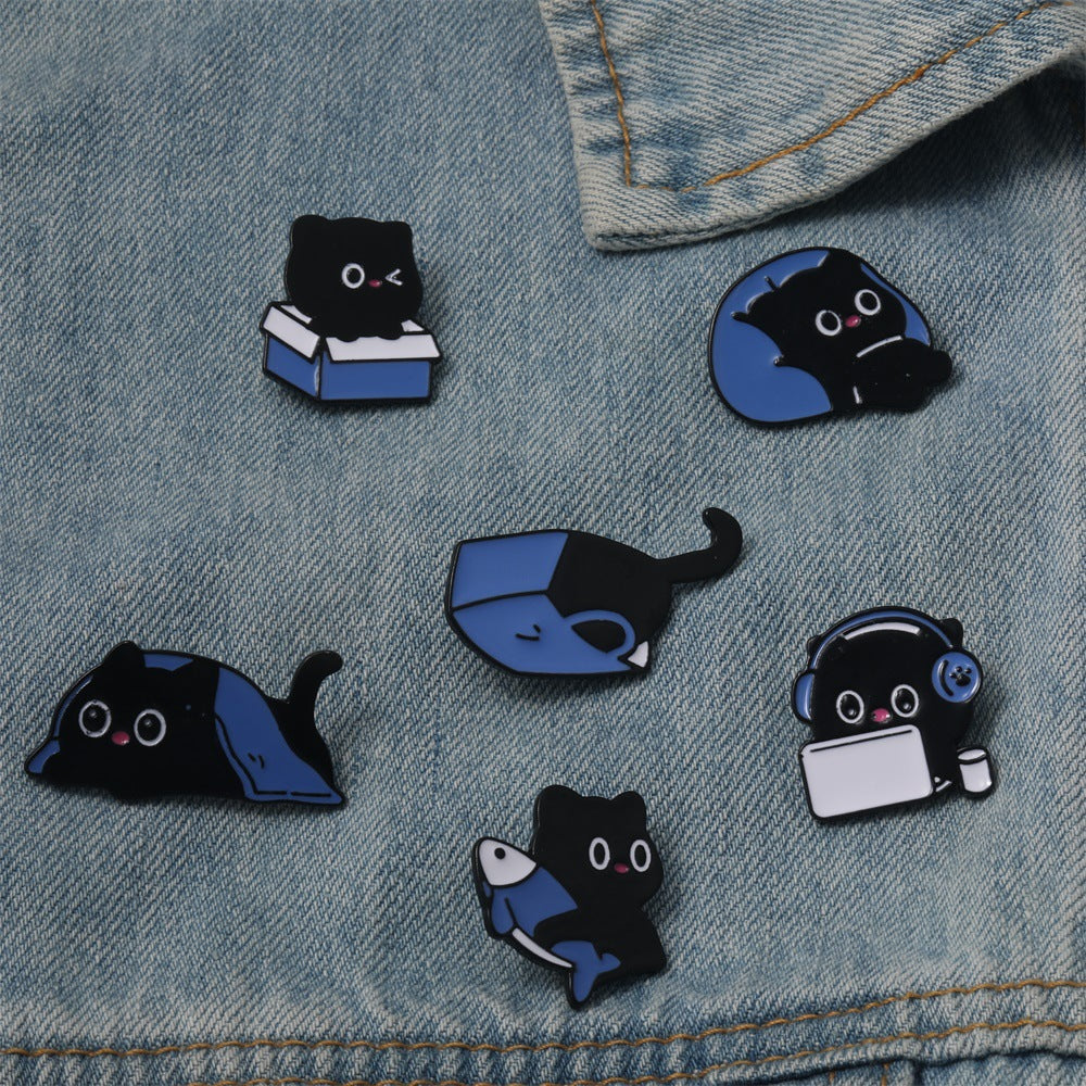 Wholesale  cartoon combination brooch  cute cat 6 suit drop oil brooch