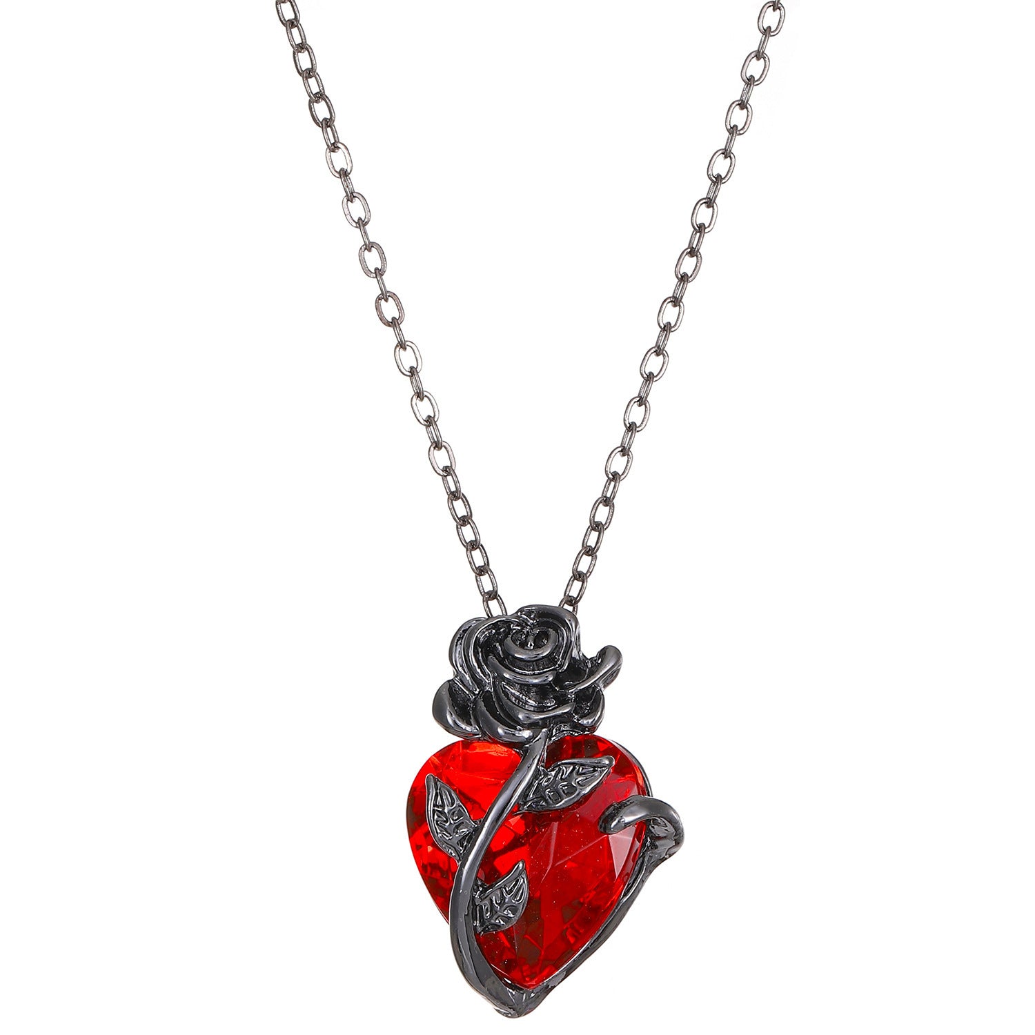 Wholesale Love Rose Gothic Flower Heart Shape Valentine's Day Necklace