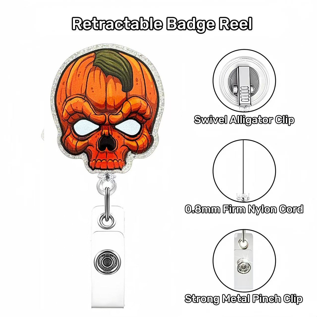 Wholesale Acrylic Retractable Badge Reel Lanyard  Pumpkin Design Nurse ID Card Holder Fashion Accessory Boutique Resale