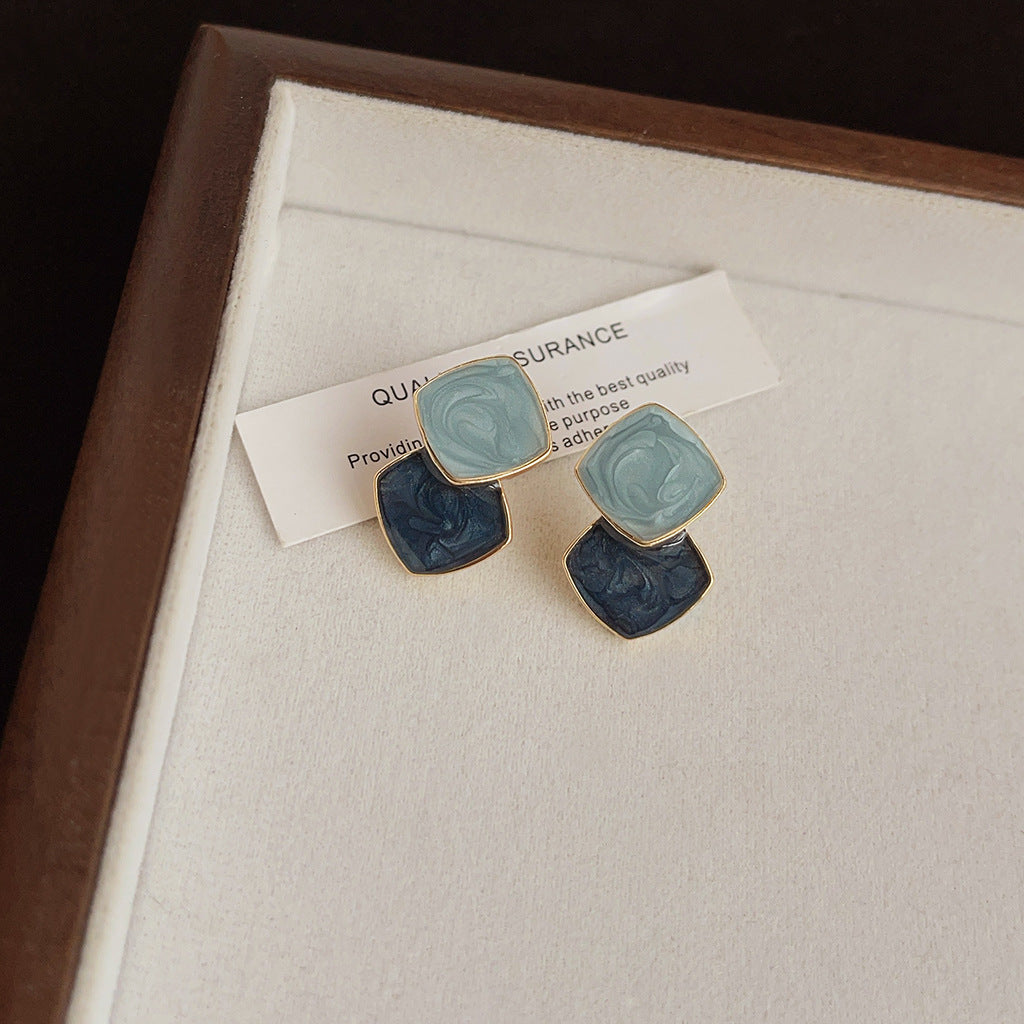 Wholesale Blue oil-drop retro earrings