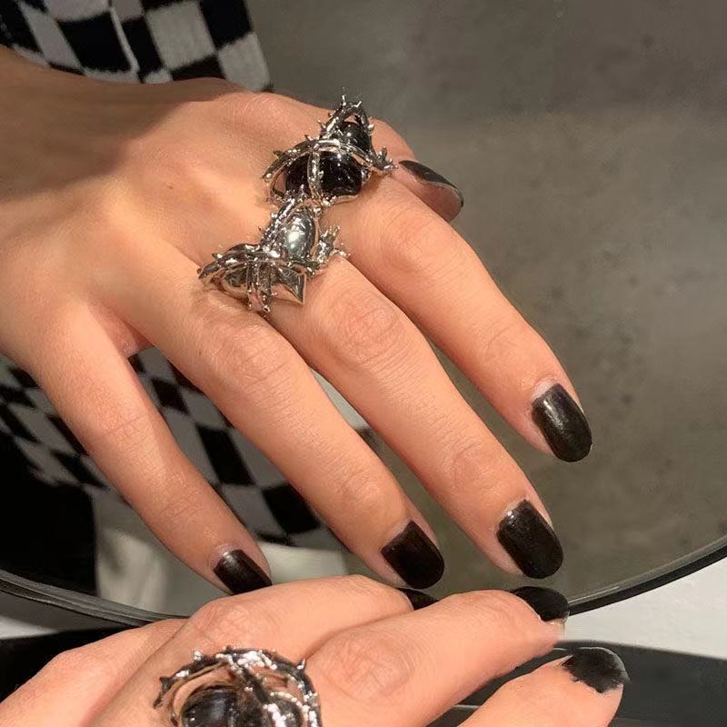 Wholesale Chic n Heart Open Ring Black Zinc Alloy Fashion Jewelry Accessory