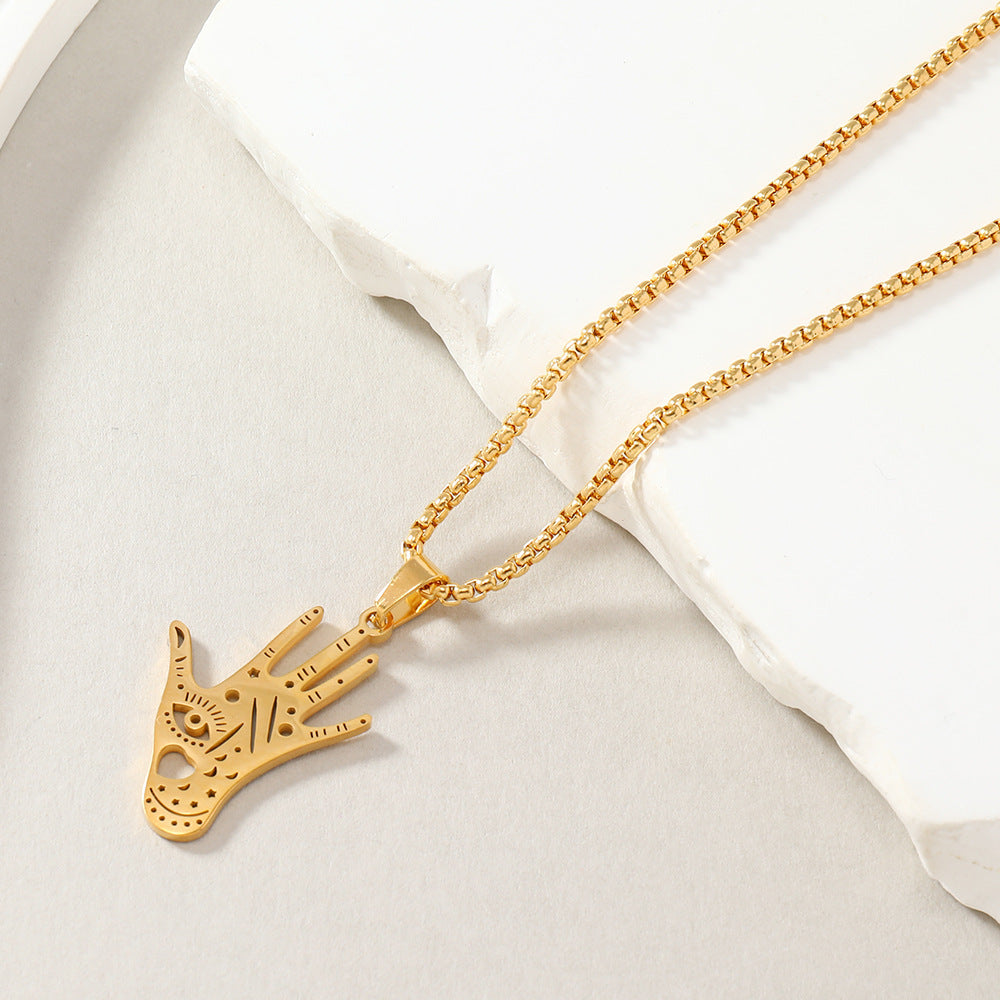 Wholesale Stainless Steel Hollow Jewelry Square Playing Card Necklaces ACC-NE-WangG003