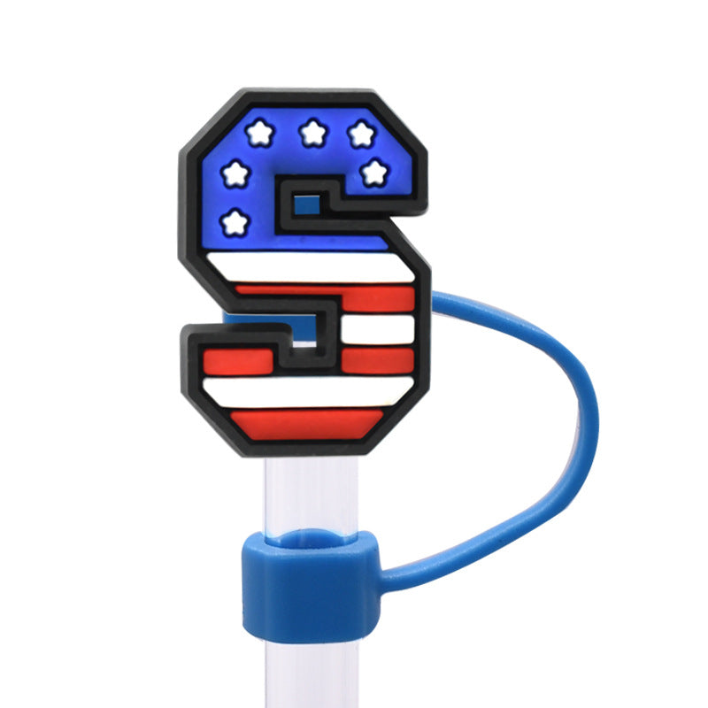 Wholesale Random 100pcs dustproof straw cap letter Straw Cover Straw Tube Cap