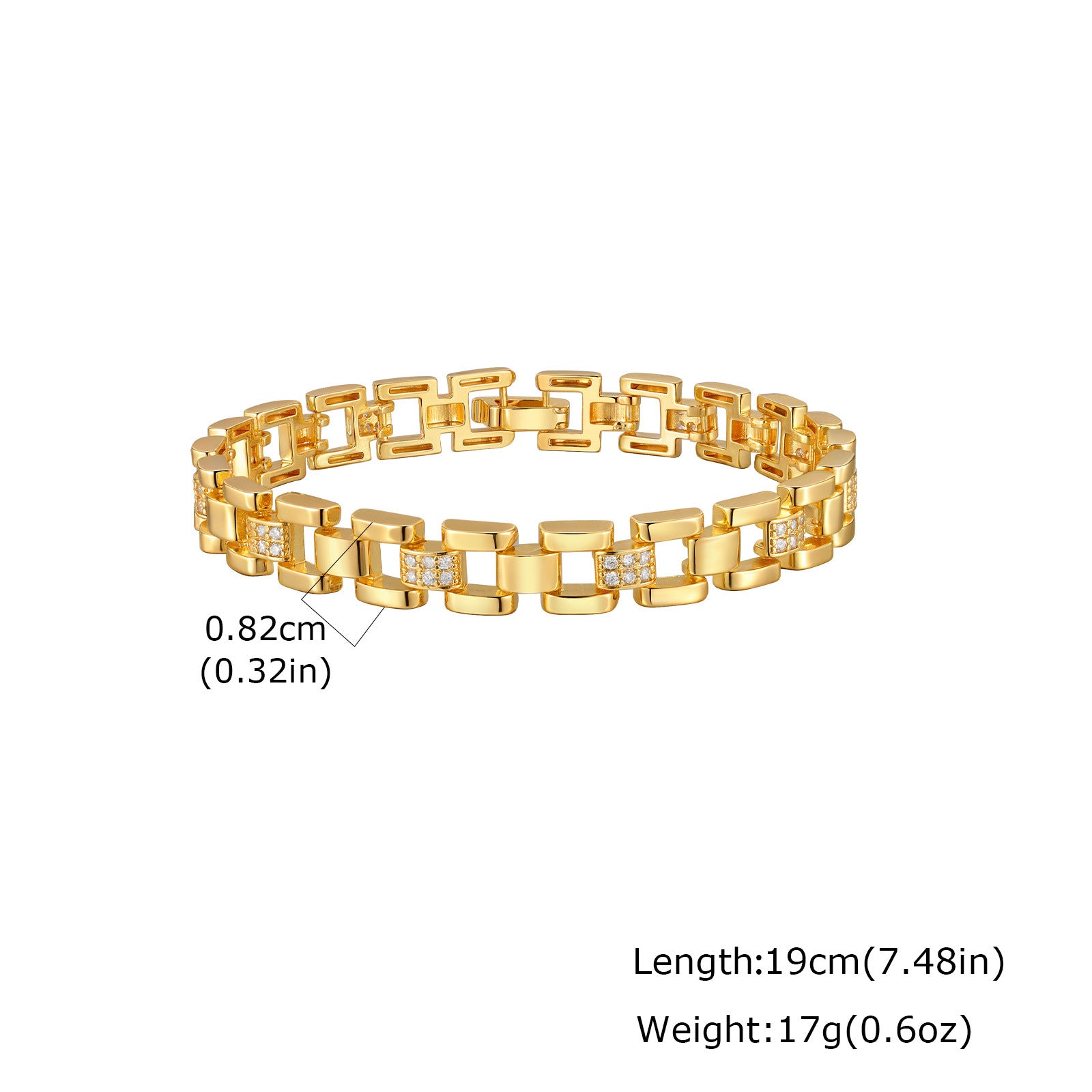 Wholesale Trendy Women S Copper Zircon Bracelet Watch Chain Design Gold Electroplated Everyday Fashion Jewelry Accessory
