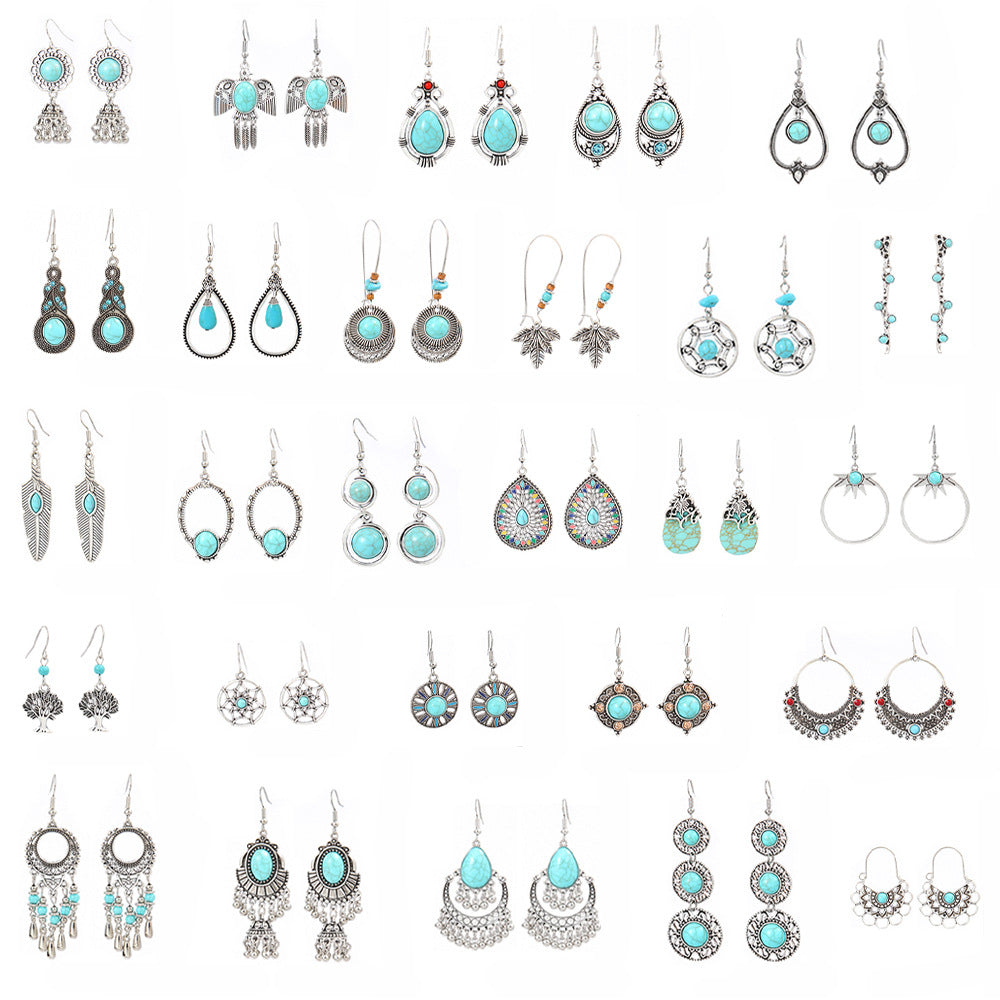 Wholesale Bohemian Turquoise Earrings Zinc Alloy Fashion Accessory Gift for Women