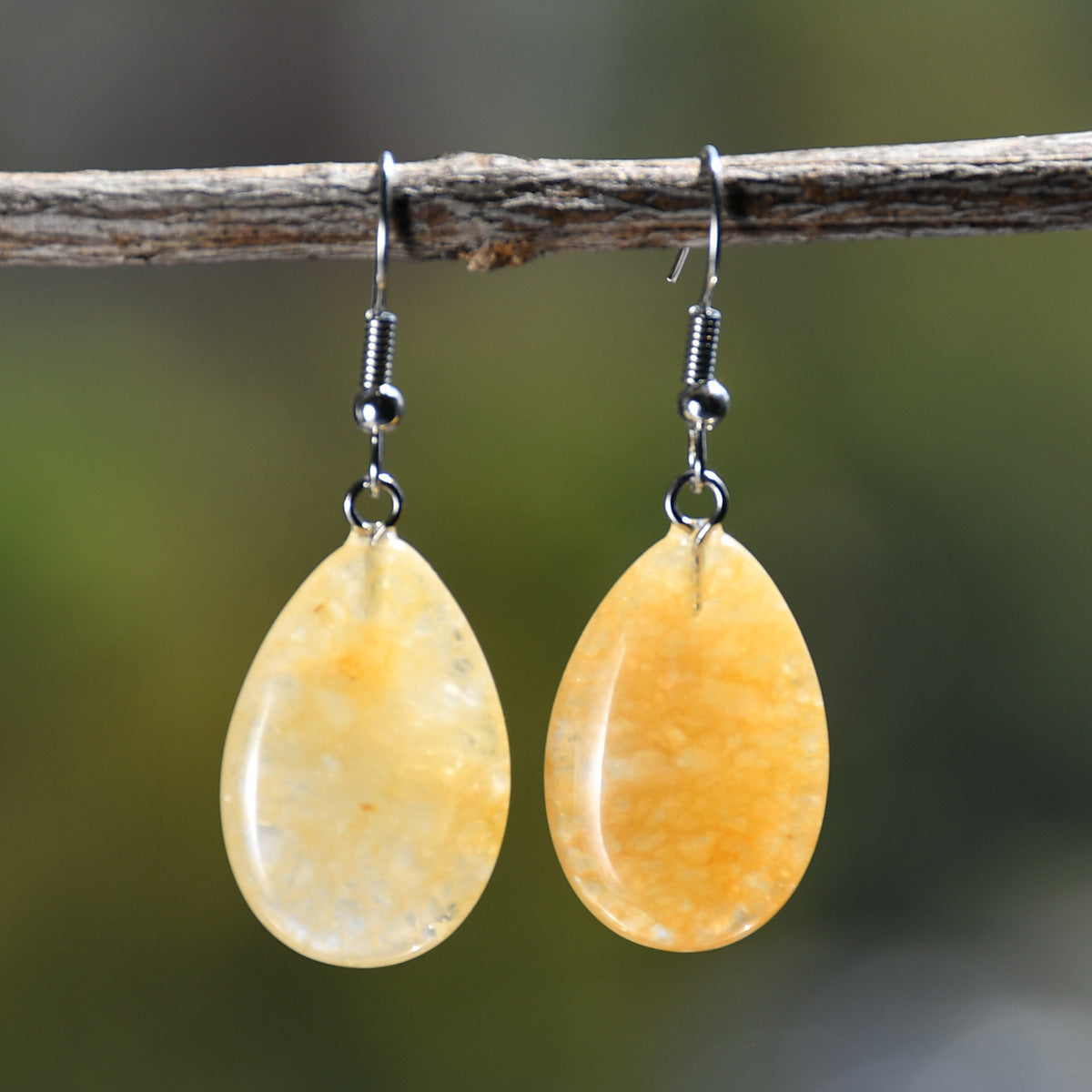 Wholesale Antique Water Drop Natural Stone Earrings - Pink Crystal and Green Aventurine Everyday Jewelry