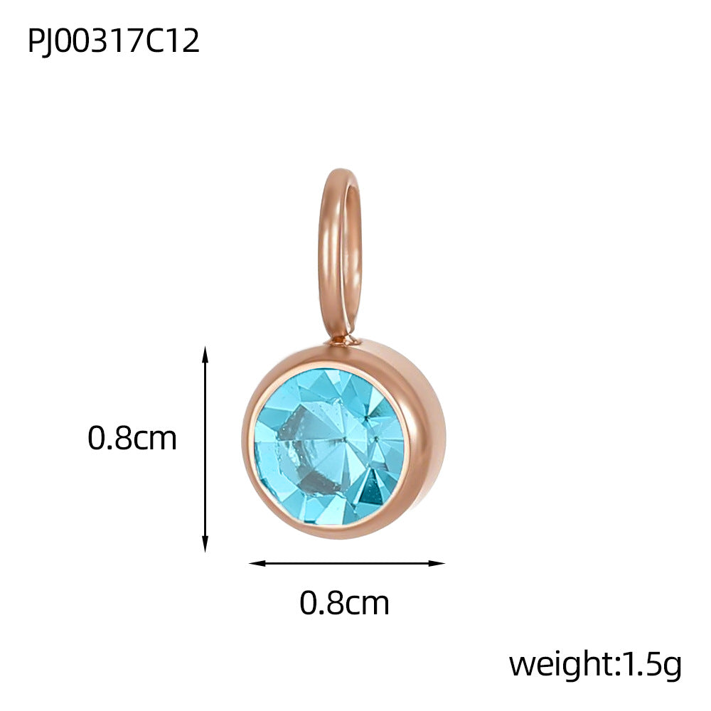 Wholesale Stainless steel birthday stone DIY color pendant