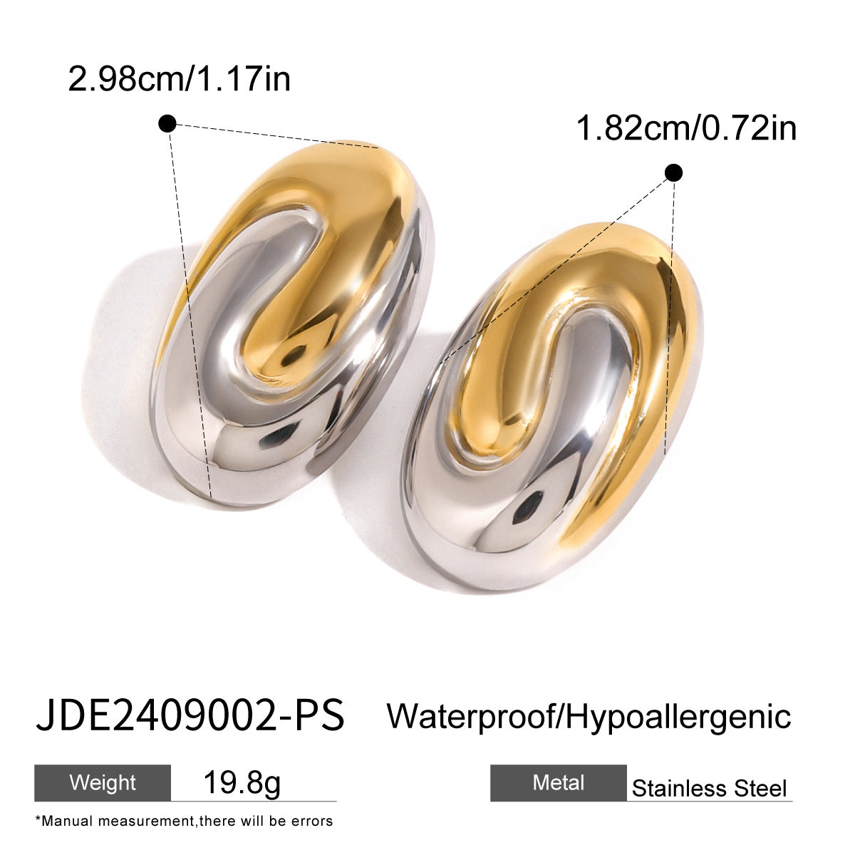 Wholesale  18k gold stainless steel  spiral oval trend earrings