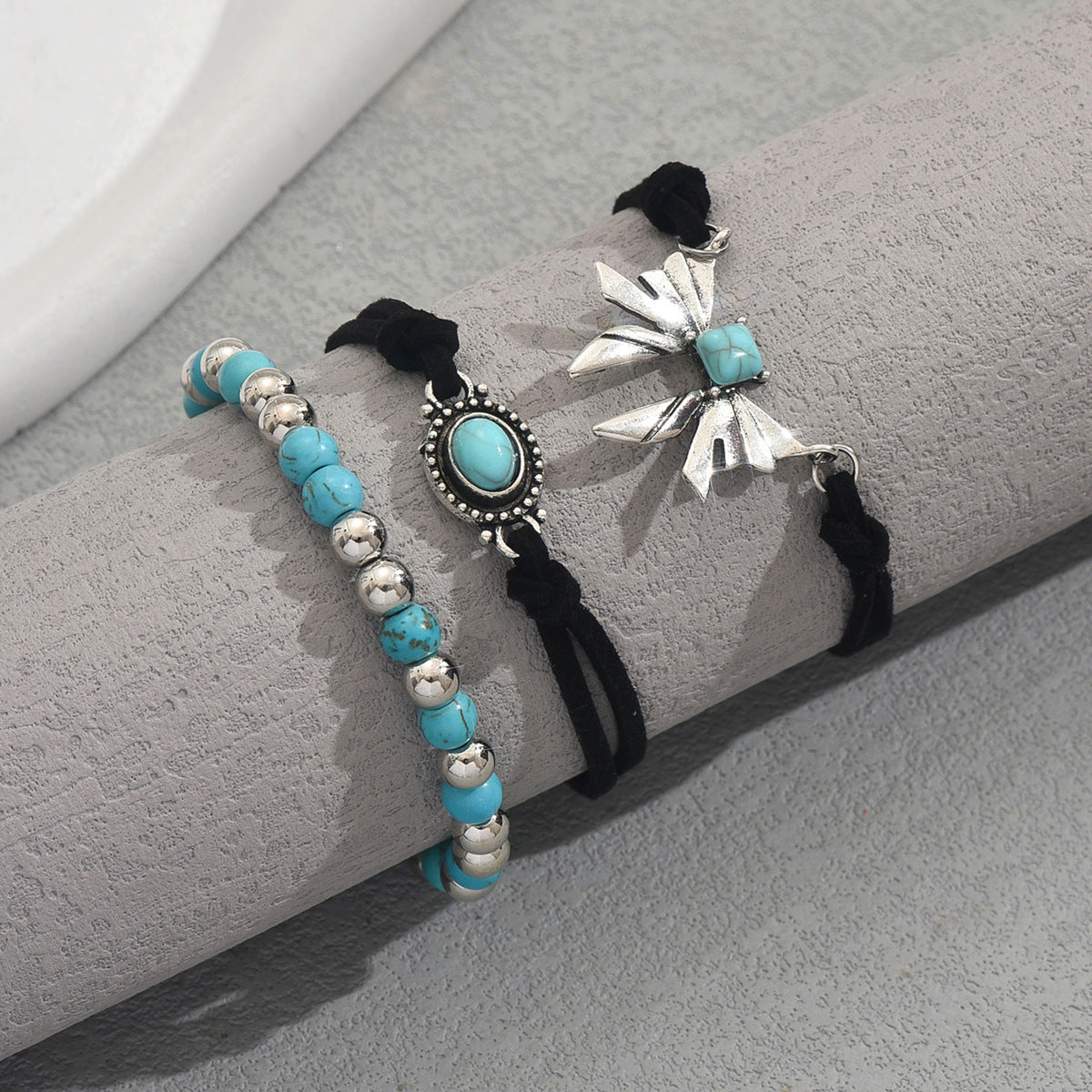 Wholesale Retro Women' s Bracelet Set Geometric Butterfly Turquoise Design Bracelet