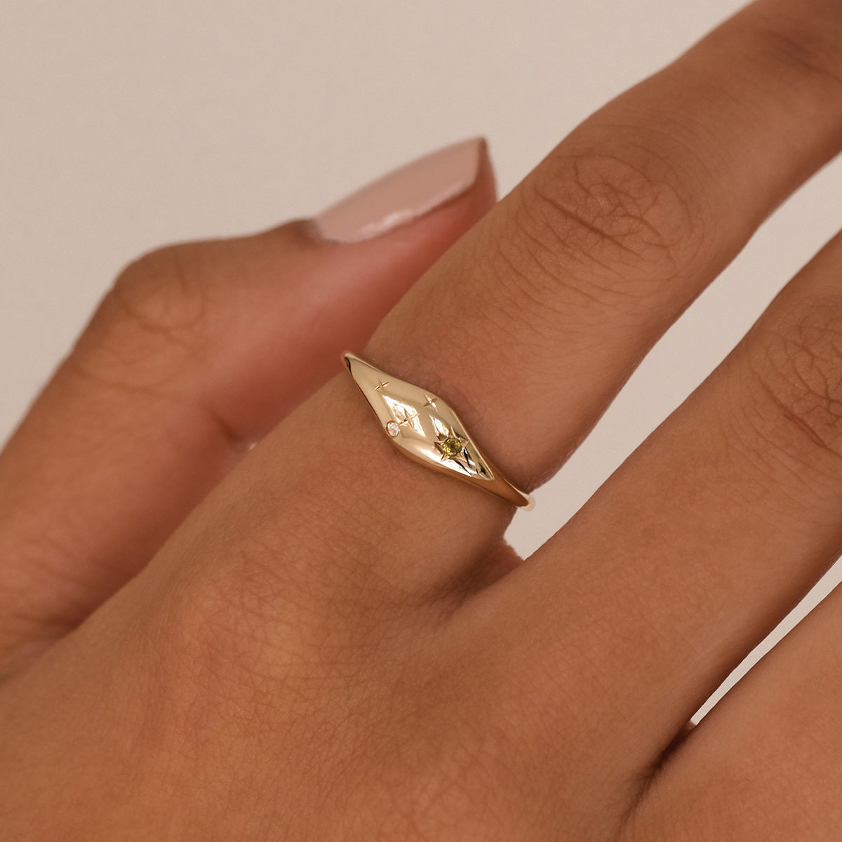 Wholesale 18k Gold Plated Star Zircon Titanium Steel Zodiac Sign Ring