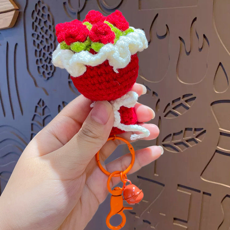 Wholesale Cute Hand-woven Woolen Flower Bouquet Keychain ACC-KC-ZhongChi003