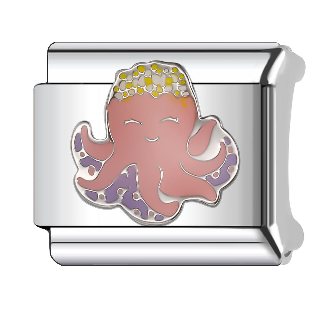 Wholesale Italian Charm Bracelet 9mm DIY Splicing Ocean Series Animal Stainless Steel Composable Bracelet