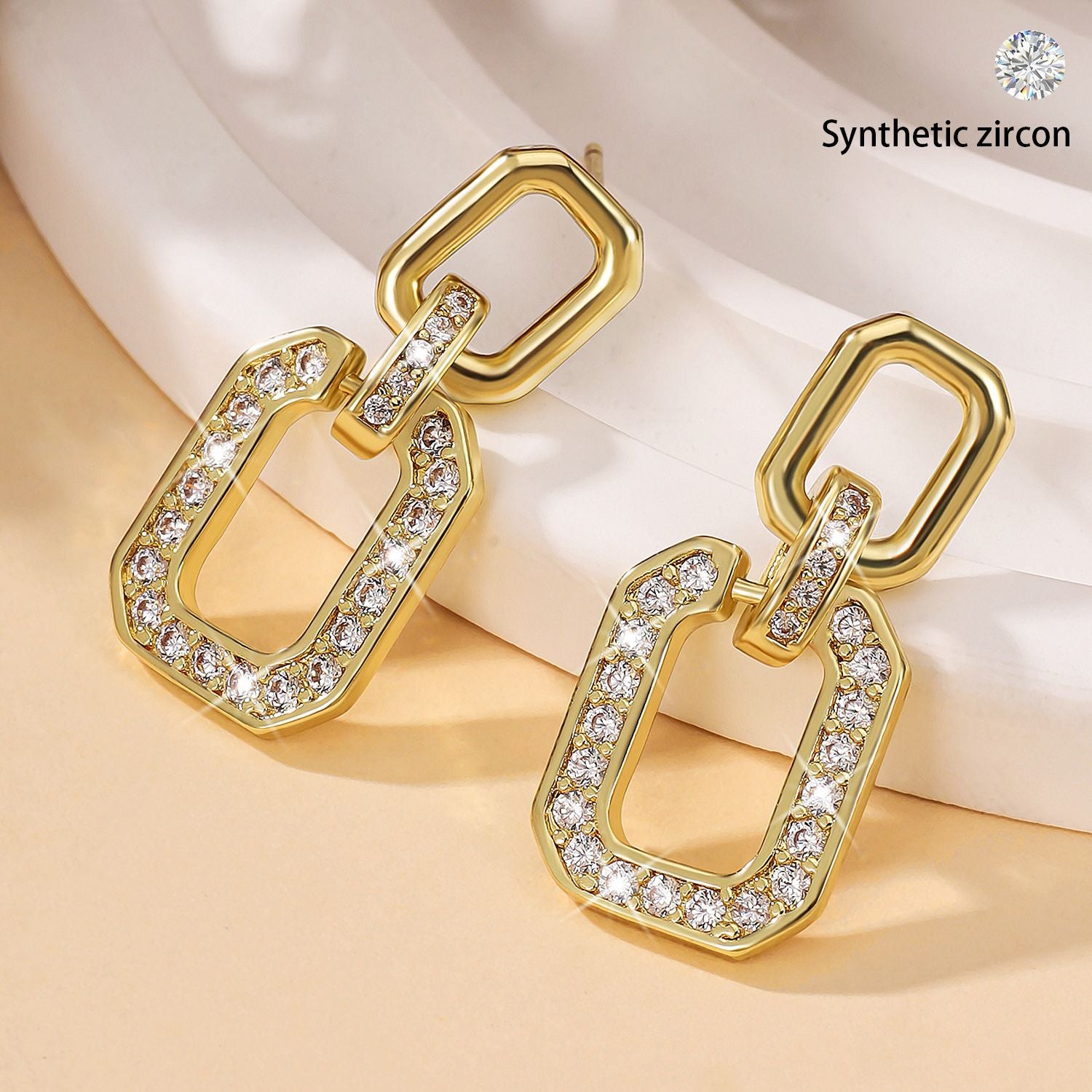 Wholesale Trendy Hollow Square Micro-Studded Earrings,  Copper Electroplated Jewelry Accessory for Party and Gift