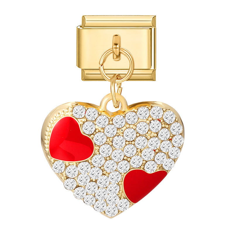 Wholesale Italian Charm Bracelet 9mm DIY Splicing Cherry Pendant Stainless Steel Composable Bracelet