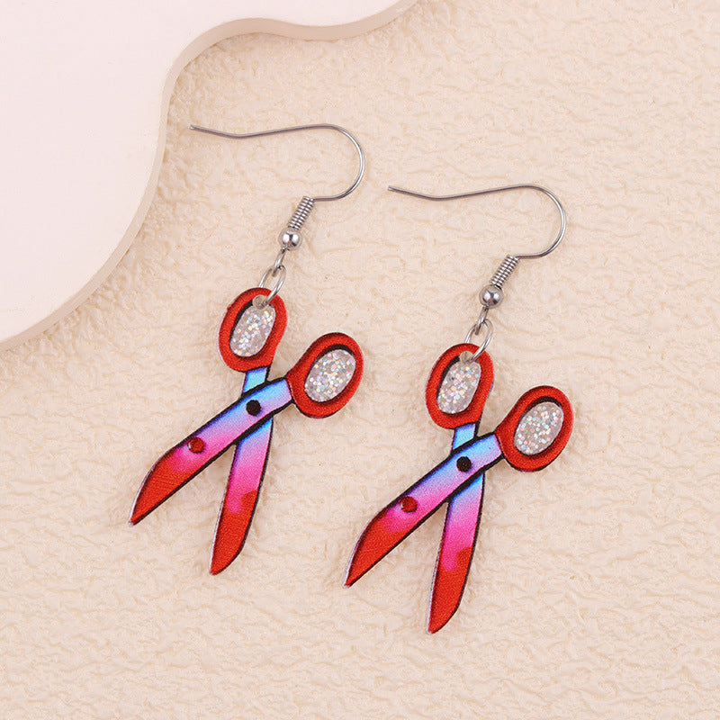 Wholesale Halloween Earrings Contrasting Color Scissors Ax Acrylic Earrings