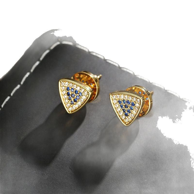 Wholesale S925 Silver Needle Triangle Geometric Zircon Earrings