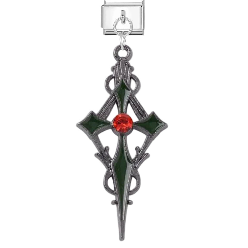 Wholesale Dark Punk DIY Bracelet Strap - Titanium Steel Black Cross Enamel,  Jewelry Accessory for Resale