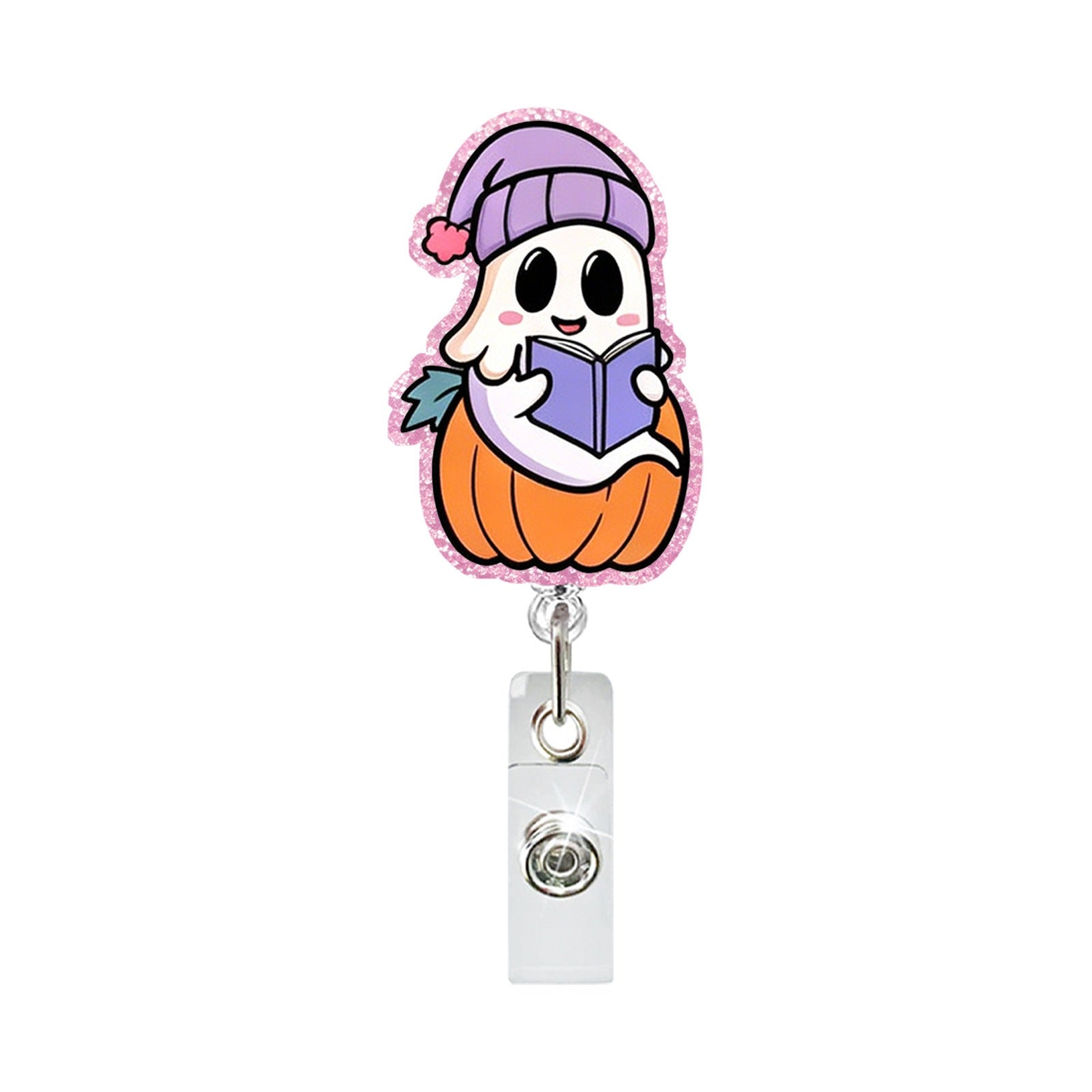Wholesale Trendy Acrylic Ghost Badge Clip,  Easy-to-Rotate Design for ID Cards and Keychains