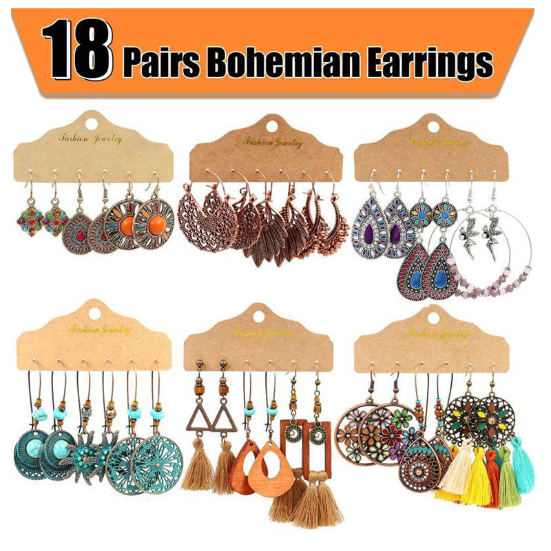 Wholesale Retro Ethnic Tassel Earrings Alloy Oil Drop Jewelry Accessory