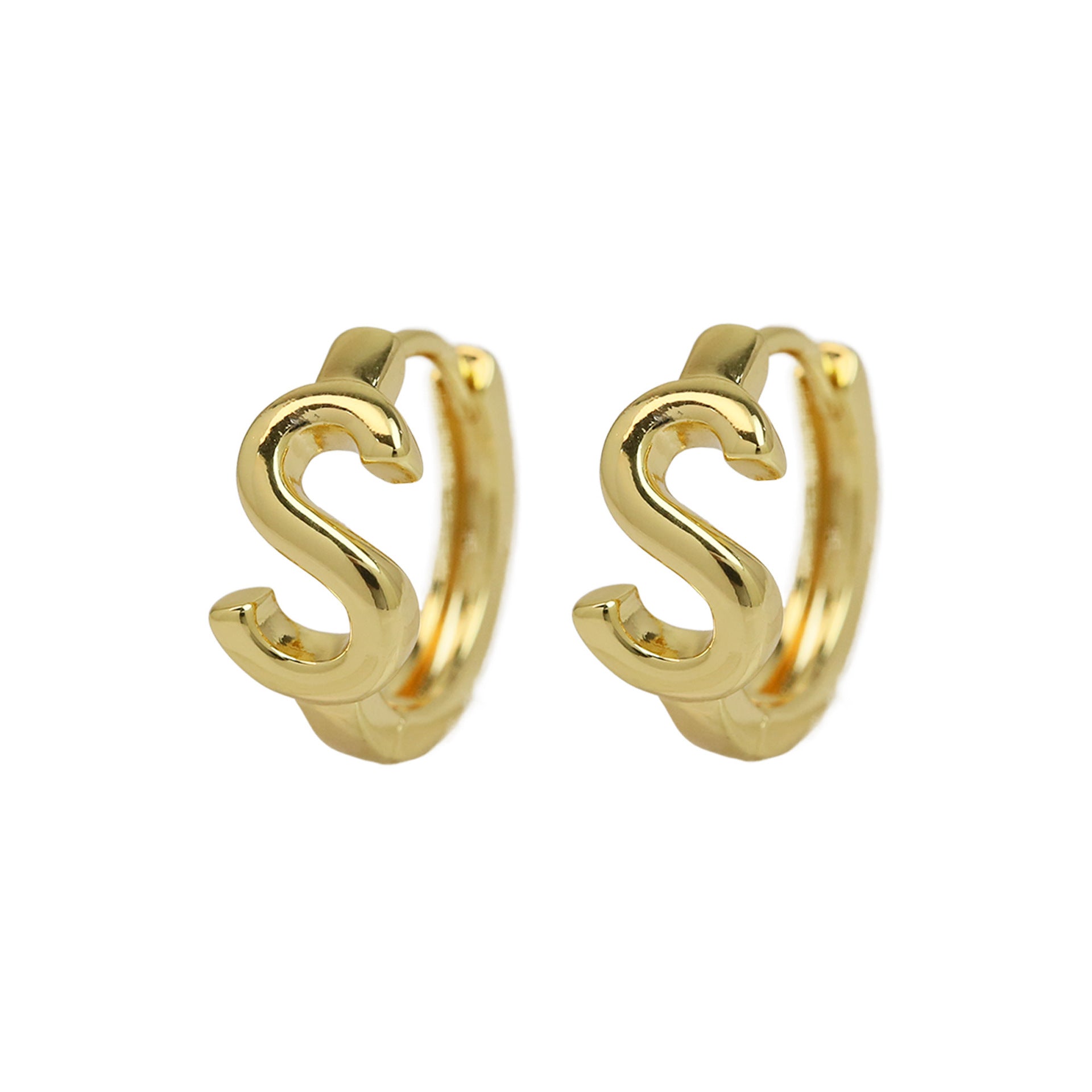 Wholesale 18k gold high-polished brass simple style 26 English letters earrings