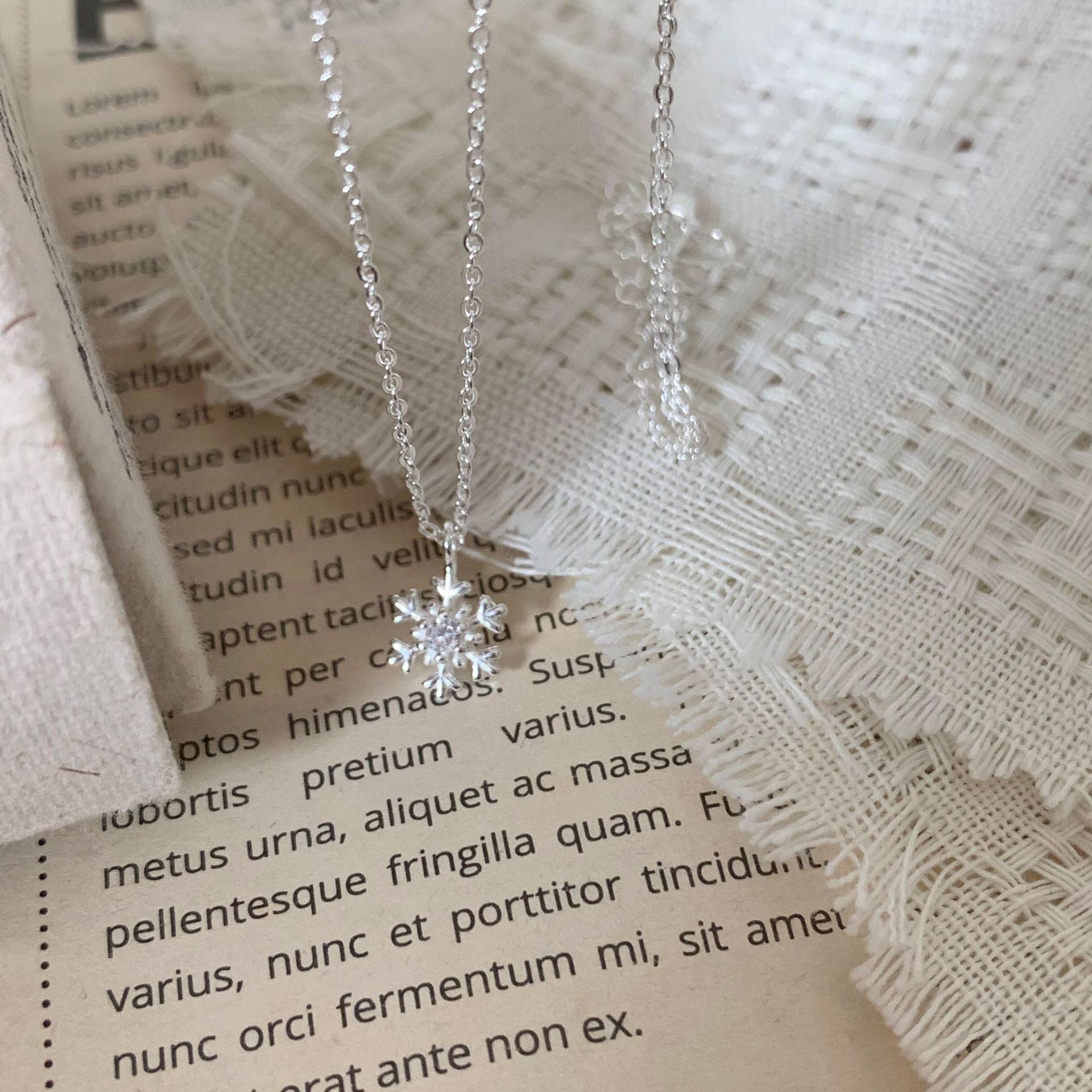 Wholesale S925 Silver Christmas Snowflake Necklace