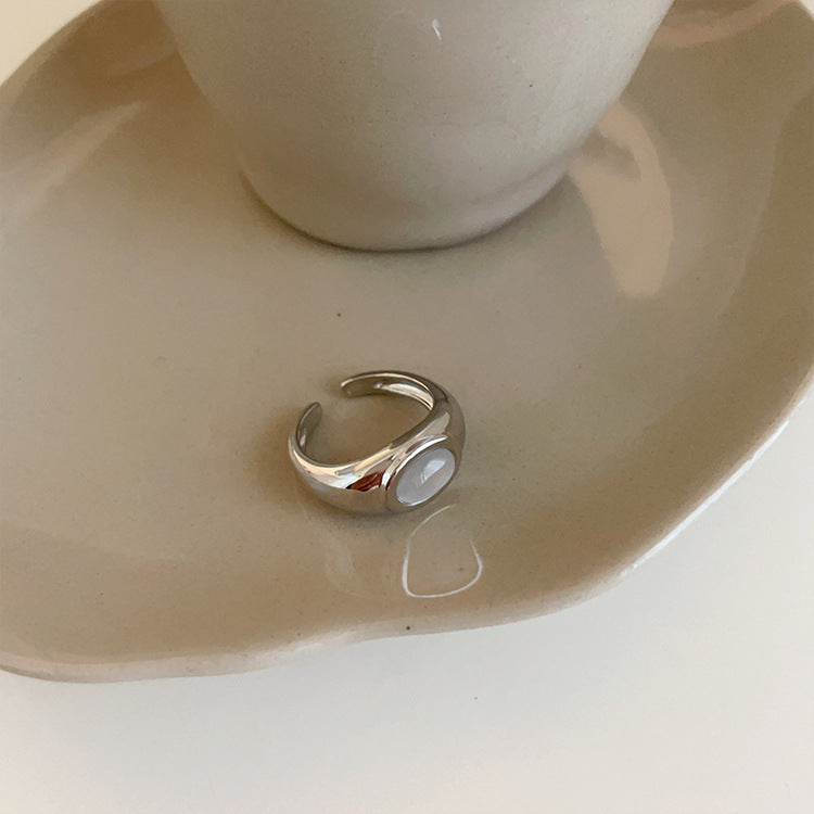 Wholesale Advanced Cat' s Eye Metal Open Ring  Niche Retro Personalized Simple All-match Elegant Ring