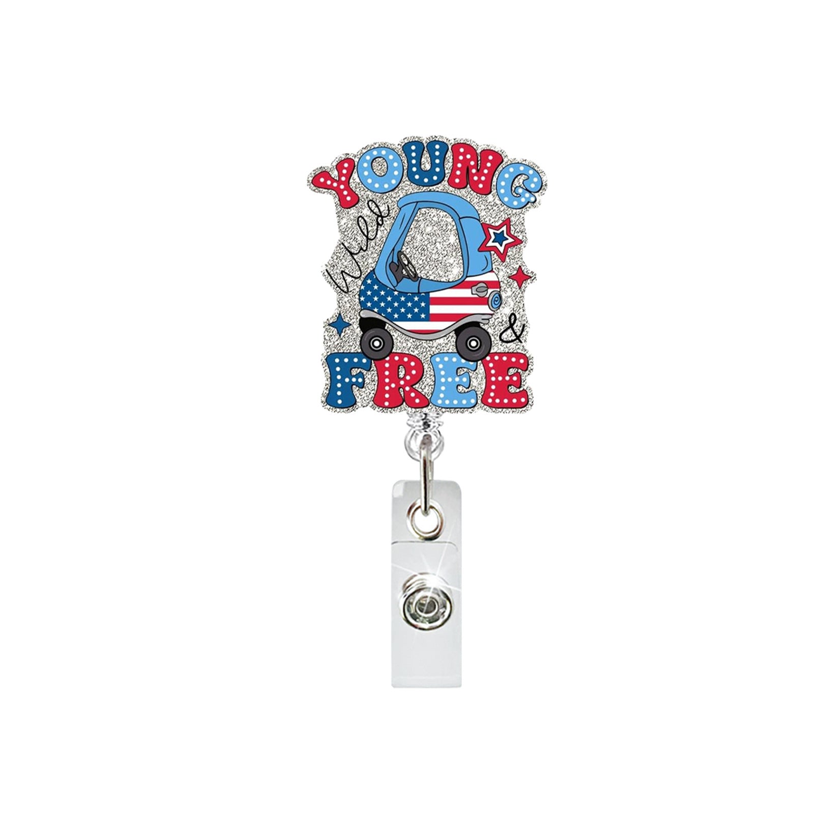 Wholesale ABS Retractable Badge Reel US 250th Anniversary Patriotic Theme Office ID Card Holder
