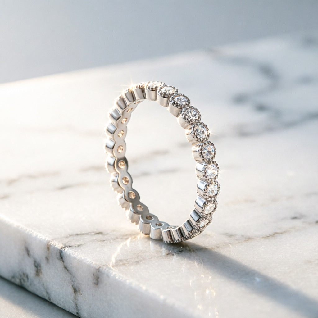 Wholesale Women S Geometric Silver Ring White Gold Finish Fashion Jewelry Accessory