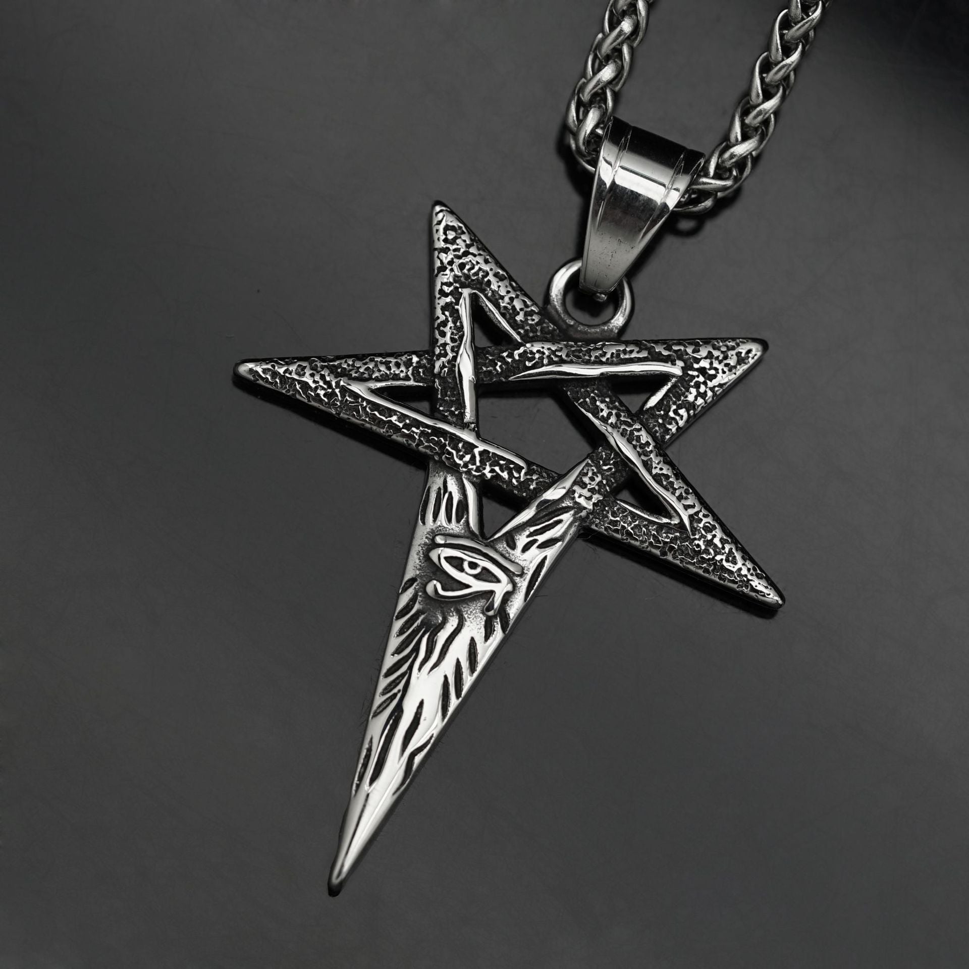 Wholesale Viking Pentagram Devil's Eye Pendant  Retro Titanium Steel Necklace